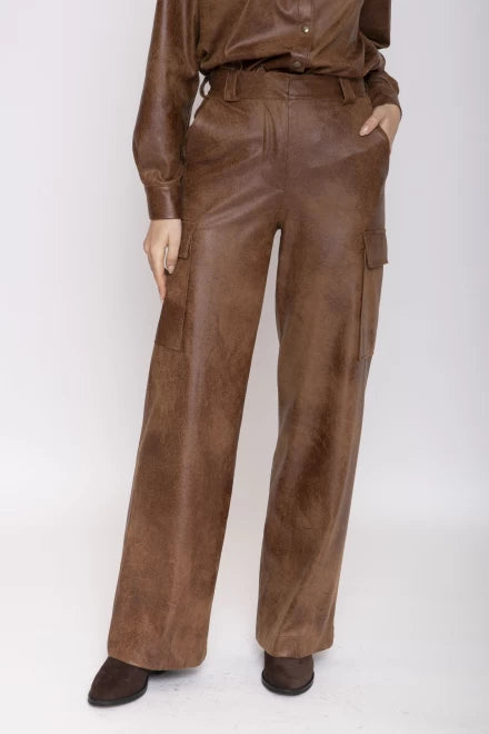 PANTALONE CARGO SUEDE COGNAC MOKI-B