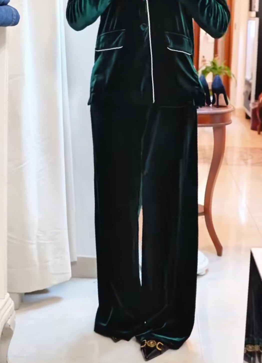 PANTALOBE VERDE BOSCO IN VELLUTO MOTEL