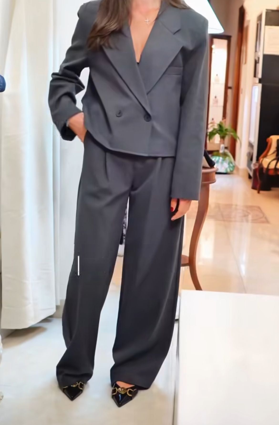 PANTALOPNE CON MOLLA BIANCA GRIGIO ELEH