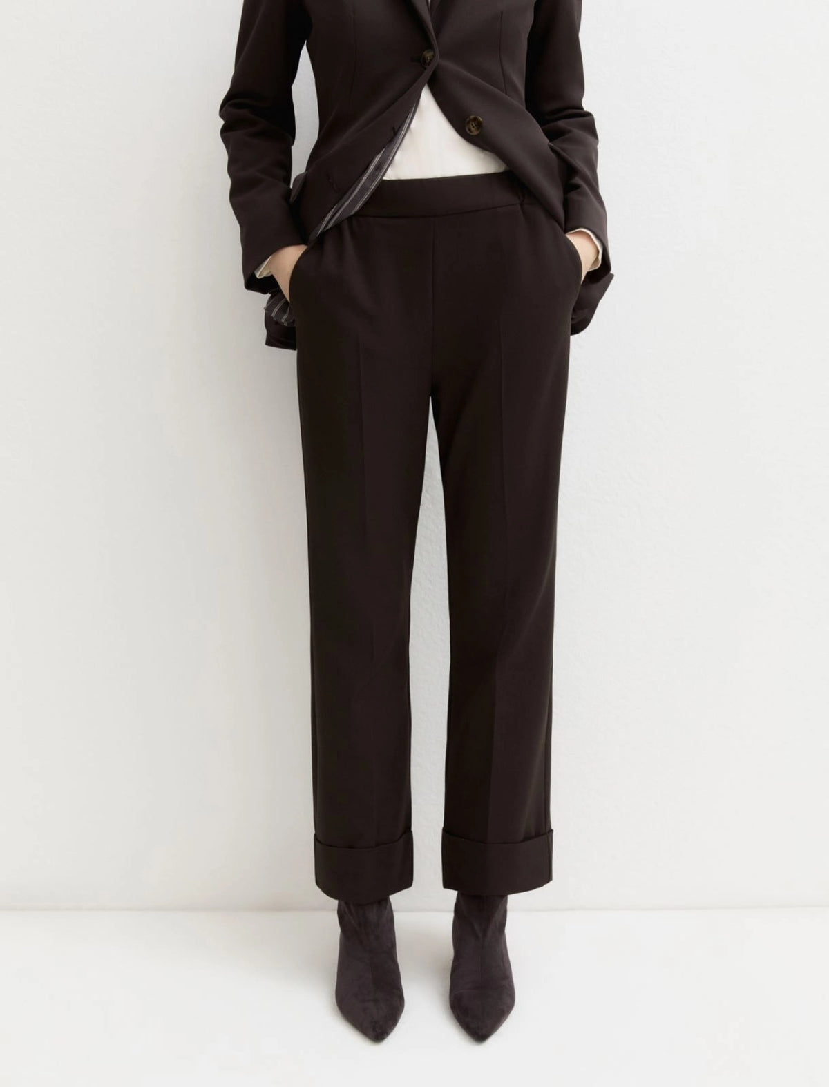 PANTALONE IN GABARDINA STRETCH TESTA DI MORO EMME
