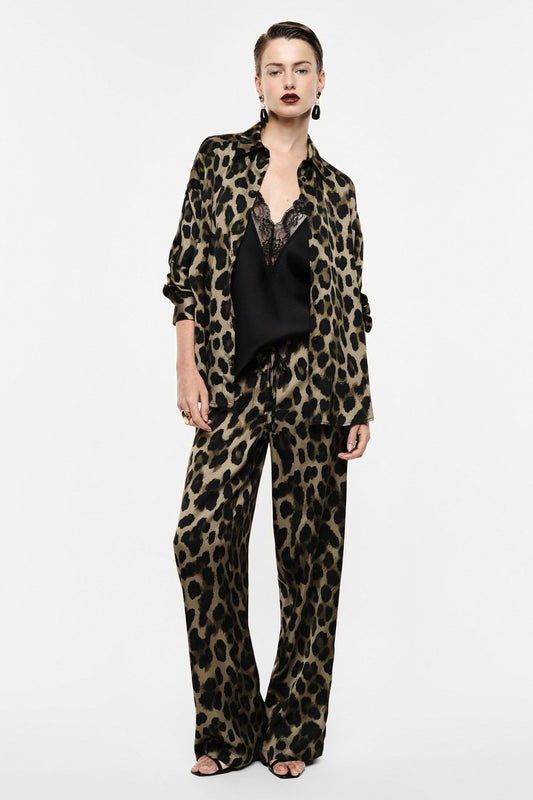 PANTALONI PALAZZO STAMPA ANIMALIER VITA ALTA IMPERIAL