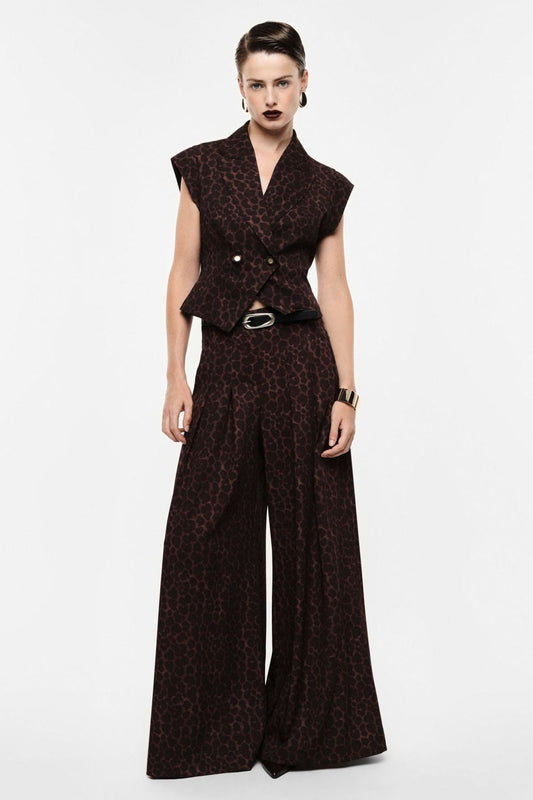 PANTALONI PALAZZO STAMPA ANIMALIER IMPERIAL