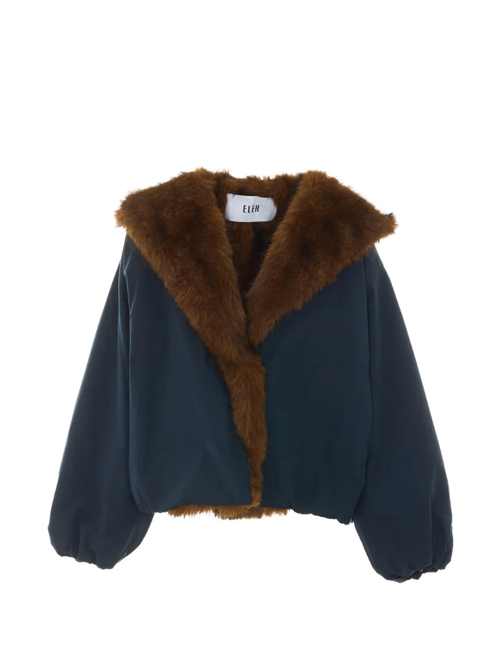 PIUMINO BLU CON BORDO IN PELLICCIA SINTETICA ELEH