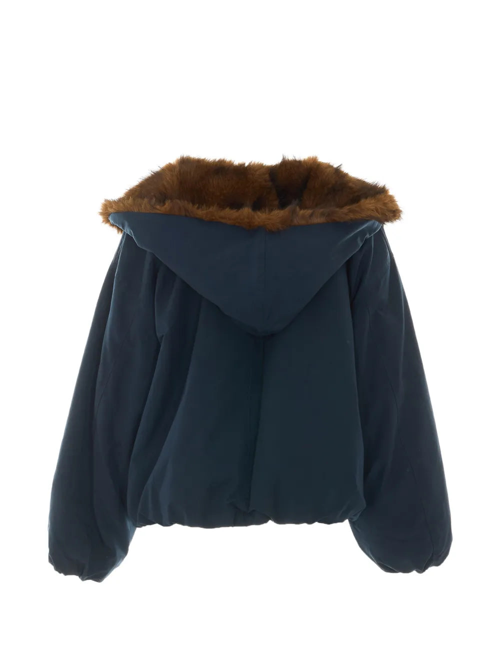 PIUMINO BLU CON BORDO IN PELLICCIA SINTETICA ELEH