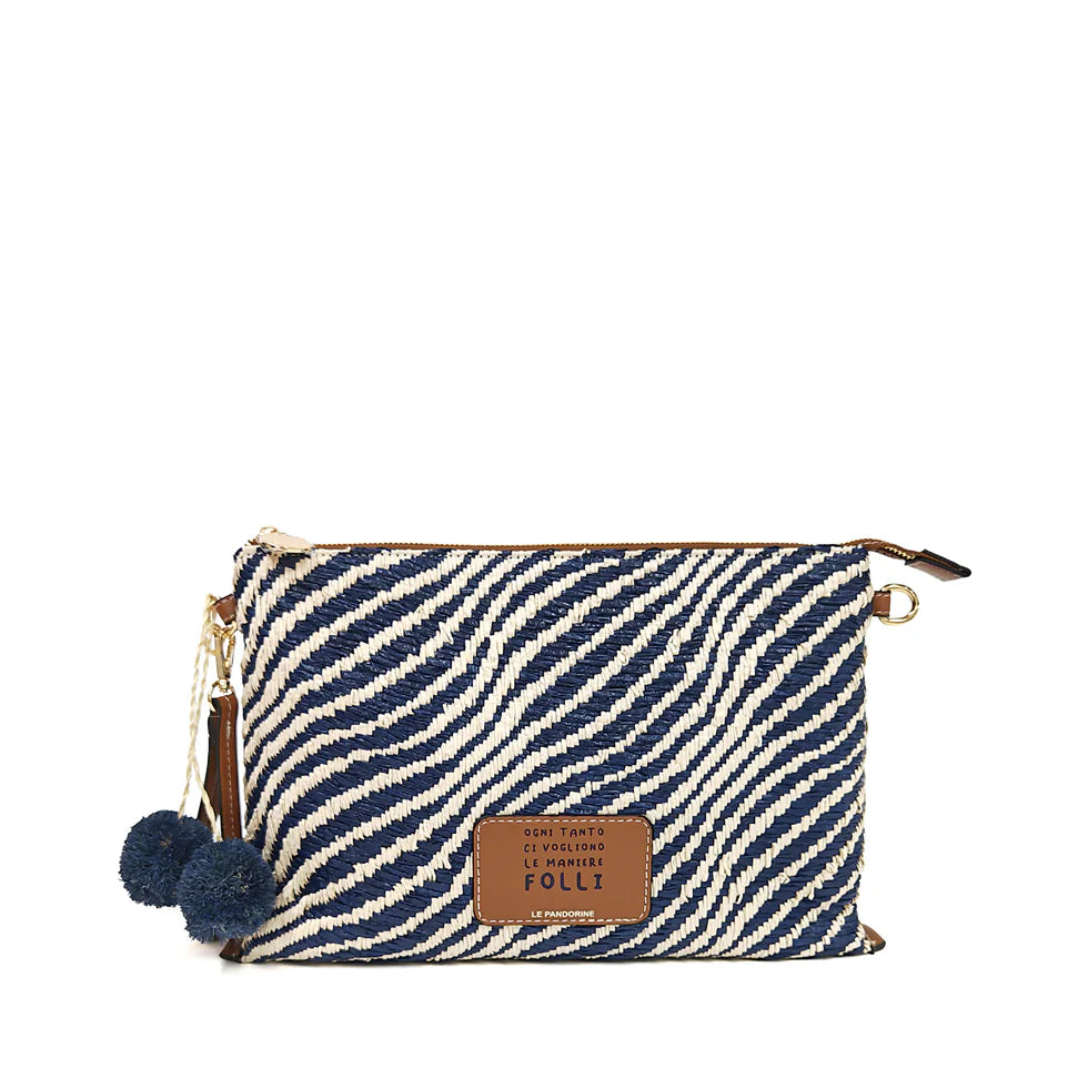 POCHETTE SUNNY CON POM-PON BLU LE PANDORINE