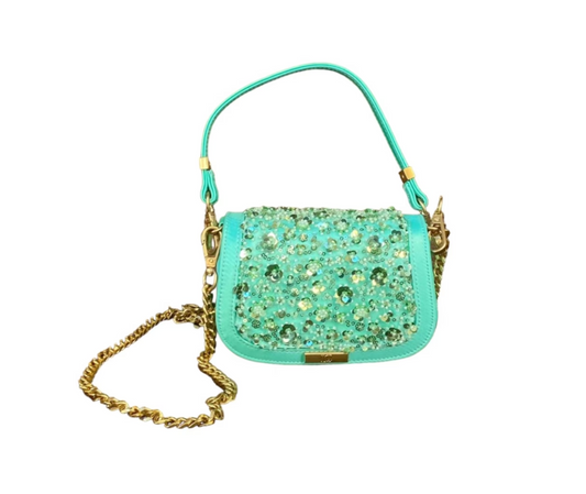 night ed. mini paillettes hand bag silk