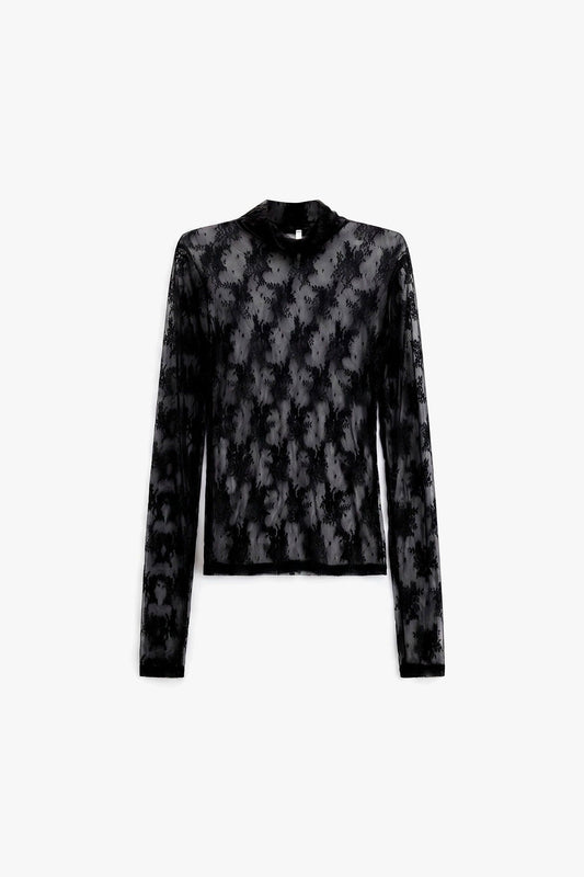 T-SHIRT A MANICHE LUNGHE TRASPARENTE CON STAMPA FLOREALE IMPERIAL