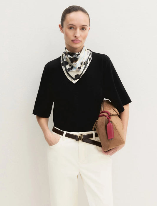 T-SHIRT IN COTONE STRETCH NERO EMME