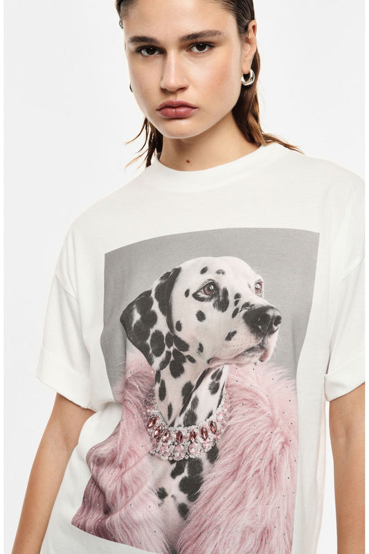 T-SHIRT STAMPA GRAFICA CON MANICHE CORTE IMPERIAL