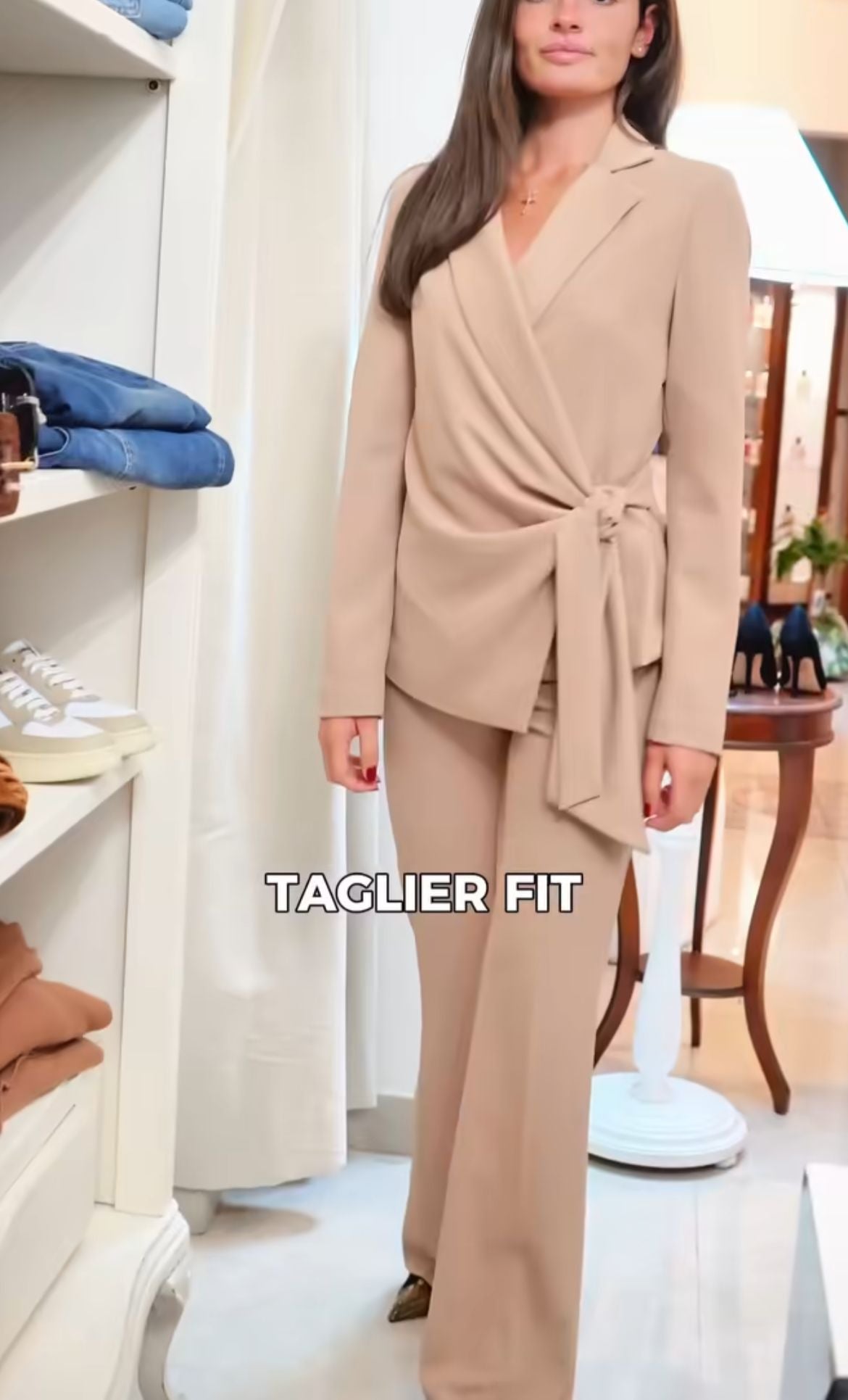 PANTALONE A ZAMPA BEIGE MOTEL