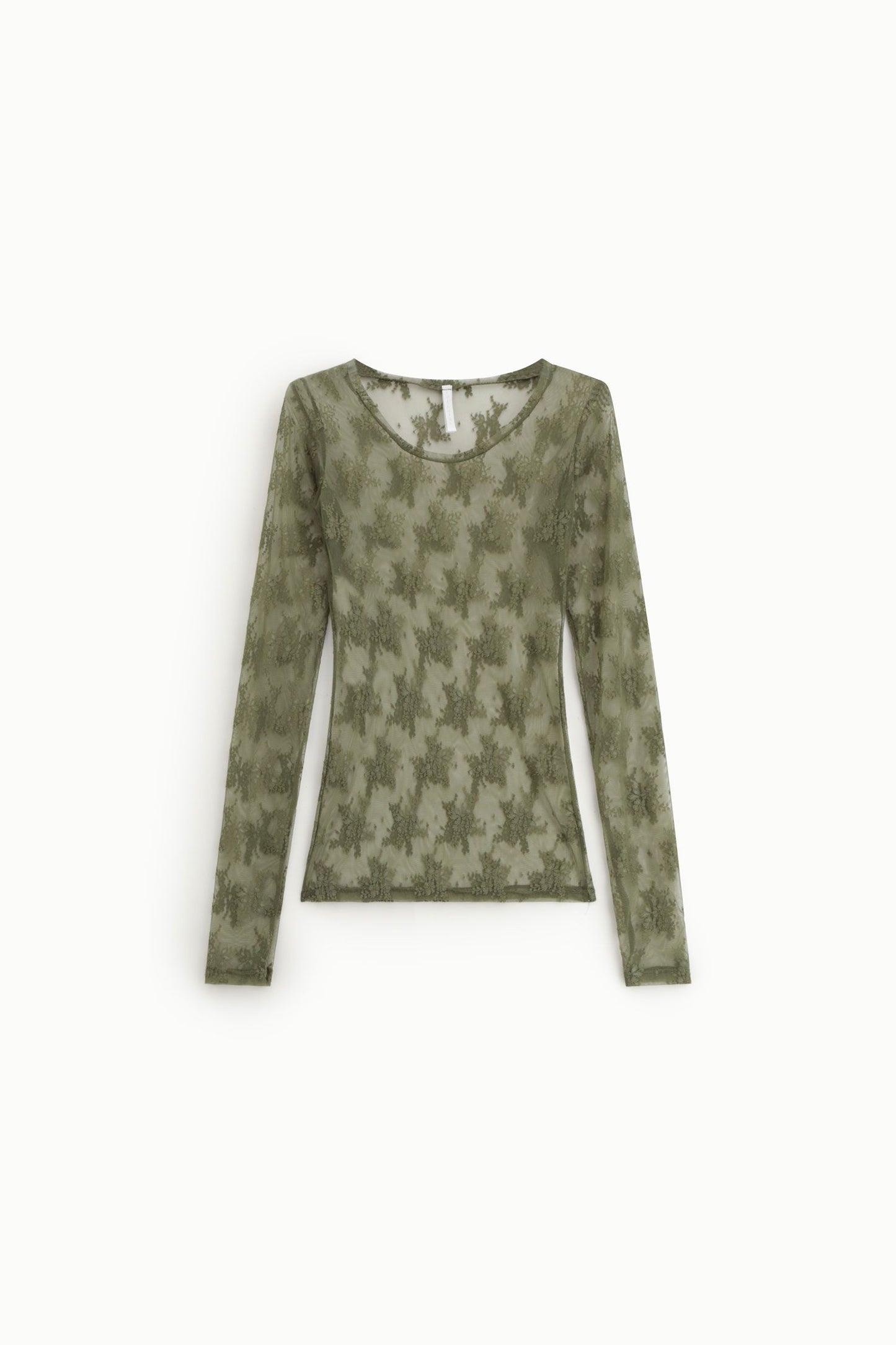 TOP TRASPARENTE A MANICHE LUNGHE CON RICAMO FLOREALE IMPERIAL