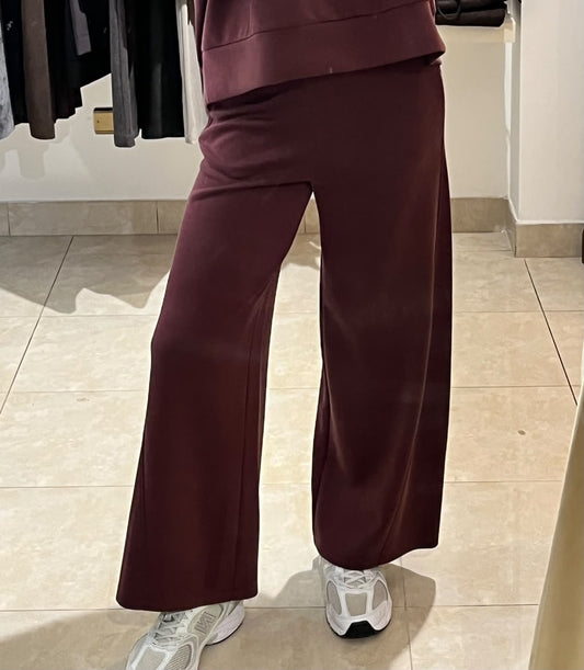 Pantalone donna B-YU bordeaux a gamba ampia